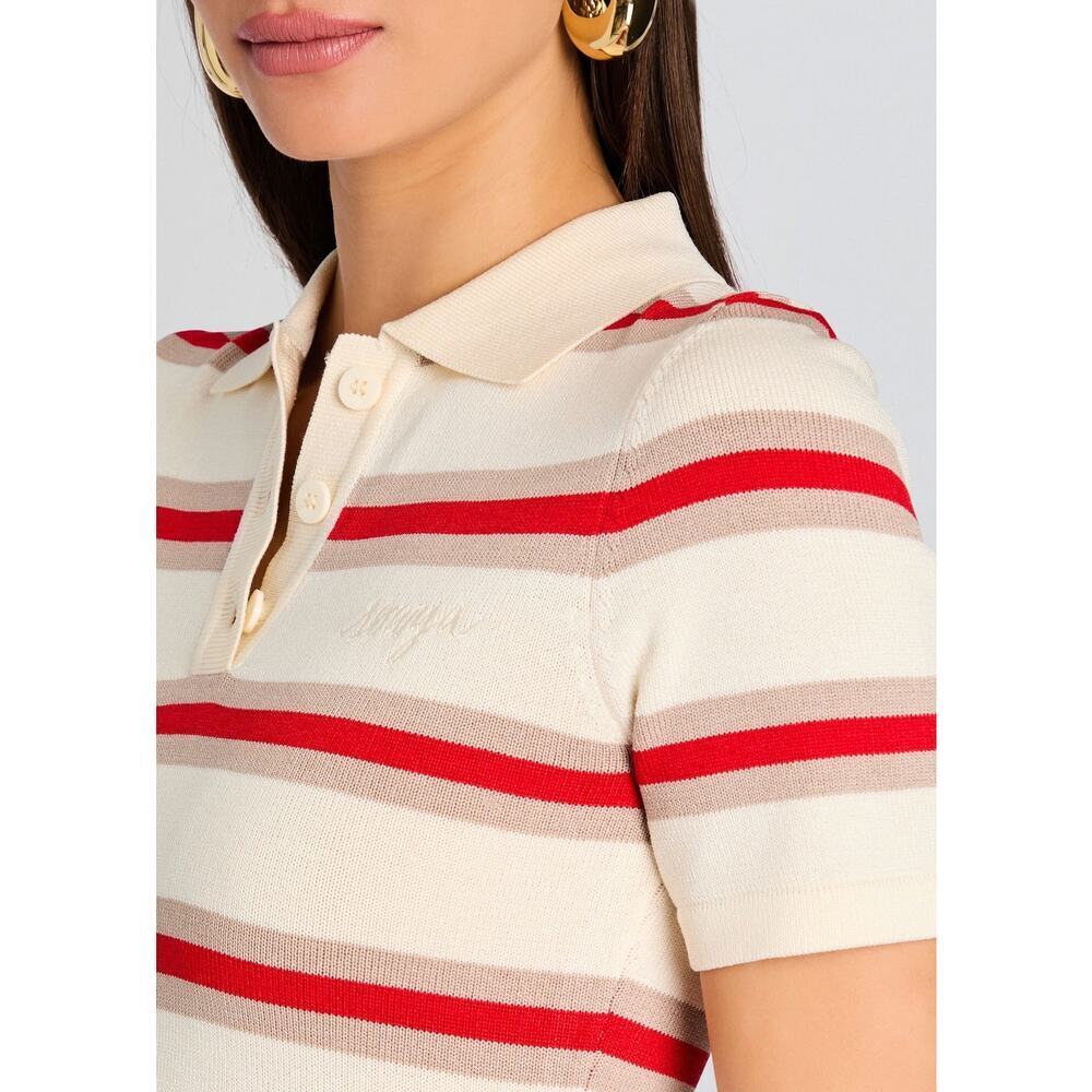 NWT SER.O.YA Retrofete Liev Knit Mini Dress in Eggshell/Cherry/Sand Size M - Picture 3 of 11